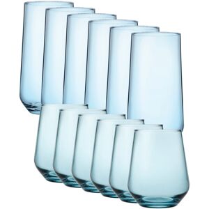 Queensway Home & Dinning (Light Blue 6 Highball & 6 Tumbler Glasses Set of 12) 6/12 Pcs Allegra Coloured Queensway Home & Dinning (Light Blue 6 Highball & 6 Tumbler Glasses Set of 12) 6/12 Pcs Allegra Coloured