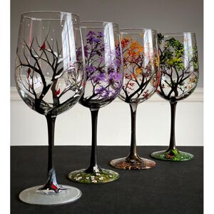 Unbranded (Autumn 1pc) Four Seasons Tree Wine Glasses Spring Summer Winter Fall Set Of Fou Unbranded (Autumn 1pc) Four Seasons Tree Wine Glasses Spring Summer Winter Fall Set Of Fou