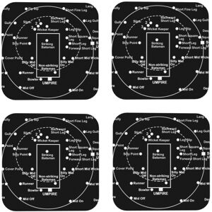 WHIBOS Leather Coasters CRICKET PITCH POSITIONS- Fielding Positions Diagram Set of 4 / WHIBOS Leather Coasters CRICKET PITCH POSITIONS- Fielding Positions Diagram Set of 4 /
