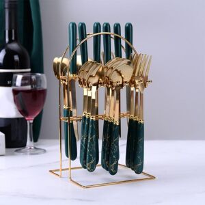 Palo (green, One Size) Stainless Steel Tableware Set Of 24 Pieces, Ceramic Handle, P Palo (green, One Size) Stainless Steel Tableware Set Of 24 Pieces, Ceramic Handle, P