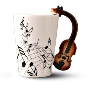 Tlily novelty Violin handle ceramic cup free spectrum coffee milk tea cup personality Tlily novelty Violin handle ceramic cup free spectrum coffee milk tea cup personality