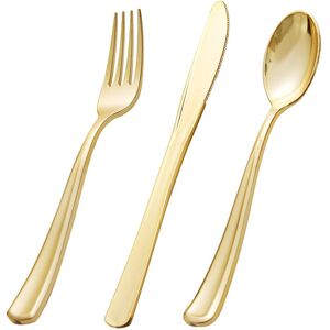 IGTONE 75PCS Gold Disposable Plastic Silverware 25 Forks 25 Spoons 25 Knives IGTONE 75PCS Gold Disposable Plastic Silverware 25 Forks 25 Spoons 25 Knives