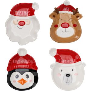 Carousel Home Set of 4 Ceramic Christmas Plate Novelty Christmas Character Snack Plate Chr Carousel Home Set of 4 Ceramic Christmas Plate Novelty Christmas Character Snack Plate Chr