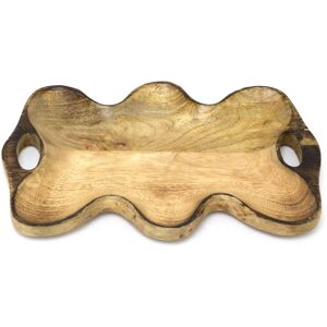Carousel Rustic Mango Wood Serving Tray Wavy Edge Wooden Platter with Handles Snack & Carousel Rustic Mango Wood Serving Tray Wavy Edge Wooden Platter with Handles Snack &