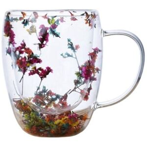 Unbranded (as the picture, 250ml) Dried Flower Double Wall Clear Glass Coffee Mug 250/350m Unbranded (as the picture, 250ml) Dried Flower Double Wall Clear Glass Coffee Mug 250/350m