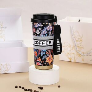 Unbranded (Black&colorful flower) 316 Stainless Steel Coffee Mug High-Performance Insulate Unbranded (Black&colorful flower) 316 Stainless Steel Coffee Mug High-Performance Insulate