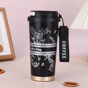 Unbranded (Black Silver) Lily of the Valley Pattern 316 Stainless Steel Coffee Mug High-Ca Unbranded (Black Silver) Lily of the Valley Pattern 316 Stainless Steel Coffee Mug High-Ca