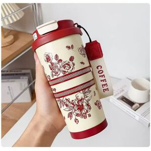 Unbranded (Red flowers) Lily of the Valley Pattern 316 Stainless Steel Coffee Mug High-Cap Unbranded (Red flowers) Lily of the Valley Pattern 316 Stainless Steel Coffee Mug High-Cap