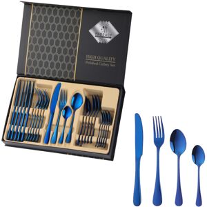 CLOSKYE (G) 24PCS Gold Cutlery Dinner Set Stainless Steel Dishes Fork Spoon Knife Set Ta CLOSKYE (G) 24PCS Gold Cutlery Dinner Set Stainless Steel Dishes Fork Spoon Knife Set Ta