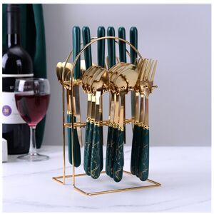 winwin (Dark green) Ceramic Stainless Steel Cutlery Sets Of 24 Pieces winwin (Dark green) Ceramic Stainless Steel Cutlery Sets Of 24 Pieces
