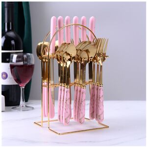 winwin (Pink) Ceramic Stainless Steel Cutlery Sets Of 24 Pieces winwin (Pink) Ceramic Stainless Steel Cutlery Sets Of 24 Pieces