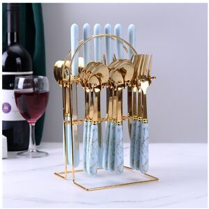 winwin (Light blue) Ceramic Stainless Steel Cutlery Sets Of 24 Pieces winwin (Light blue) Ceramic Stainless Steel Cutlery Sets Of 24 Pieces