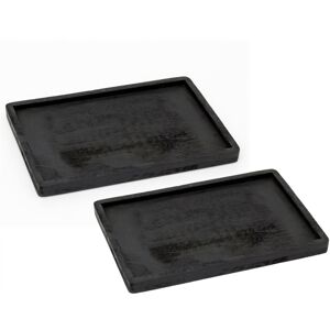 Carousel Home Set of 2 Black Mango Wood Display Tray Wooden Trinket & Candle Tray - 30x25cm Carousel Home Set of 2 Black Mango Wood Display Tray Wooden Trinket & Candle Tray - 30x25cm