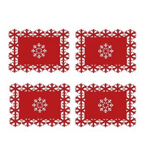 Kricely (As show, One size) 4Pcs Christmas Placemats Snowflake Table Mats Festival Place Kricely (As show, One size) 4Pcs Christmas Placemats Snowflake Table Mats Festival Place