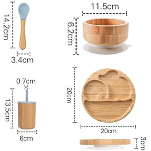Maxpower (4pcs Powder blue) Wooden Dinner Plate Feeding Supplies Bamboo Baby Tableware Si Maxpower (4pcs Powder blue) Wooden Dinner Plate Feeding Supplies Bamboo Baby Tableware Si