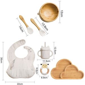Maxpower (7pcs Marble set-04) Wooden Dinner Plate Feeding Supplies Bamboo Baby Tableware Maxpower (7pcs Marble set-04) Wooden Dinner Plate Feeding Supplies Bamboo Baby Tableware