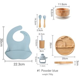 Maxpower (Powder blue) Wooden Dinner Plate Feeding Supplies Bamboo Baby Tableware Silicon Maxpower (Powder blue) Wooden Dinner Plate Feeding Supplies Bamboo Baby Tableware Silicon