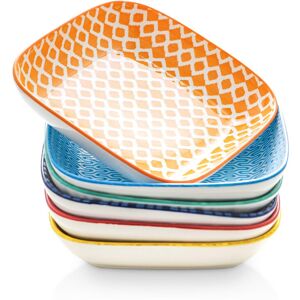 Selamica Porcelain 8inch Square Dinner Plates Salad Pasta Bowls Set of 6 Asso Selamica Porcelain 8inch Square Dinner Plates Salad Pasta Bowls Set of 6 Asso