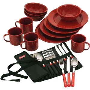 Coleman 24-Piece Enamel Dinnerware Set Durable Dishes & Utensils for Camping & O Coleman 24-Piece Enamel Dinnerware Set Durable Dishes & Utensils for Camping & O