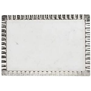 Godinger 95681 18 x 12 in. Ripple Marble Tray, Silver Godinger 95681 18 x 12 in. Ripple Marble Tray, Silver