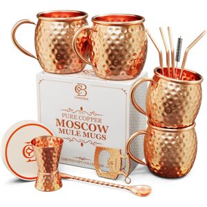 Koperen pasvorm Moscow Mule Copper Mugs Set of 4 Hammered Cups 100% Handcrafted Pure Solid C Koperen pasvorm Moscow Mule Copper Mugs Set of 4 Hammered Cups 100% Handcrafted Pure Solid C