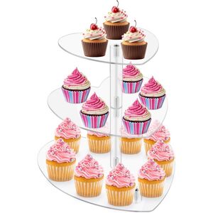 Tlily 3 Tier Cupcake Stand with Base, Acrylic Cake Stand, Tower Stand,Display for Past Tlily 3 Tier Cupcake Stand with Base, Acrylic Cake Stand, Tower Stand,Display for Past