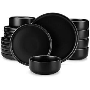 DV-PLAYA-BK-18-ES vancasso Playa Black 18-Piece Stoneware Dinner Set, 6 Place DV-PLAYA-BK-18-ES vancasso Playa Black 18-Piece Stoneware Dinner Set, 6 Place