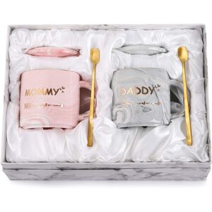 WUWEOT 2 Pack Dad and Mom Coffee Mug Set, 350ML New Mom and First Time Pregnancy WUWEOT 2 Pack Dad and Mom Coffee Mug Set, 350ML New Mom and First Time Pregnancy