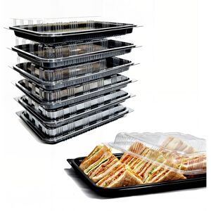 Zumart Pack of 6 Sandwich Platter Trays With lids - Reusable Plastic Catering Tr Zumart Pack of 6 Sandwich Platter Trays With lids - Reusable Plastic Catering Tr