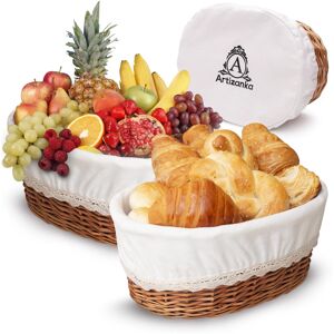EEN ARTIZANKA A ARTIZANKA Large Handmade Wicker Bread Basket for Serving Set 12 inch Sourdoug EEN ARTIZANKA A ARTIZANKA Large Handmade Wicker Bread Basket for Serving Set 12 inch Sourdoug