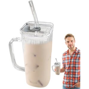 Unbranded (Vertical Pattern) Iced Coffee Cups with Lids, Clear Drinking Glasses Water Bott Unbranded (Vertical Pattern) Iced Coffee Cups with Lids, Clear Drinking Glasses Water Bott