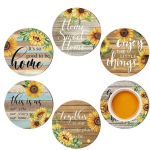Unbranded Flower Coaster Rustic Sunflower Set of 6 Wooden Coasters,Stained Painting Wood Unbranded Flower Coaster Rustic Sunflower Set of 6 Wooden Coasters,Stained Painting Wood