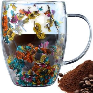 Unbranded (Colorful2) Dried Flowers Glass Coffee Mug, 350ml Double Walled Clear Coffee Cup Unbranded (Colorful2) Dried Flowers Glass Coffee Mug, 350ml Double Walled Clear Coffee Cup