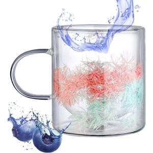 Unbranded (Pink Blue) Clear Insulated Coffee Mug,350ml Heatproof Glass Thick Espresso Cups Unbranded (Pink Blue) Clear Insulated Coffee Mug,350ml Heatproof Glass Thick Espresso Cups