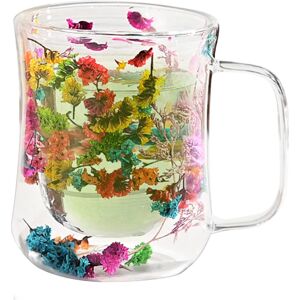 Unbranded (400ml, Crystal Flower) Double Walled Glass Mug - Flower Double Wall Glass Tea C Unbranded (400ml, Crystal Flower) Double Walled Glass Mug - Flower Double Wall Glass Tea C