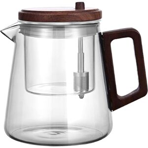 Unbranded (Transparent) Clear Glass Teapot Water Separation Clear Teapot with Wood Handl Unbranded (Transparent) Clear Glass Teapot Water Separation Clear Teapot with Wood Handl