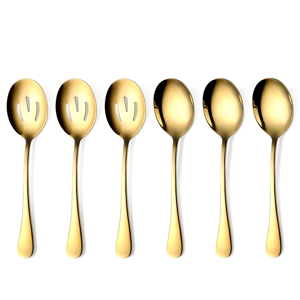 Typecat Gold Serving Spoons Gold Serving Spoons 6 Pieces, Stainless Steel Serving Utensi Typecat Gold Serving Spoons Gold Serving Spoons 6 Pieces, Stainless Steel Serving Utensi