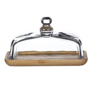 Kopinma Bamboo Butter Dish with Glass Lid - Clear Tray for Refrigerator&Counter Butter,B Kopinma Bamboo Butter Dish with Glass Lid - Clear Tray for Refrigerator&Counter Butter,B