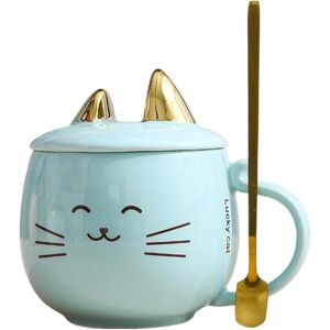 Unbranded (Blue) Cat Coffee Mug Set with Lid, Cute Cat Cup, 480 ml Ceramic Coffee Cat Cup, Unbranded (Blue) Cat Coffee Mug Set with Lid, Cute Cat Cup, 480 ml Ceramic Coffee Cat Cup,