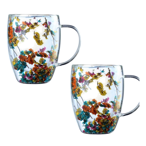 sin marca Double Wall Clear Glass Coffee Mugs Clear Glass Cups with Handle sin marca Double Wall Clear Glass Coffee Mugs Clear Glass Cups with Handle