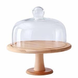 Eidoct Cake Stand with Dome Lid, Wood Cake Plate with Clear Glass cover, Cake tray for Eidoct Cake Stand with Dome Lid, Wood Cake Plate with Clear Glass cover, Cake tray for