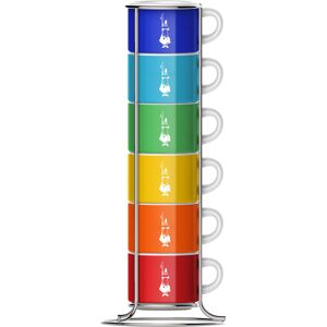 Bialetti TAZZ110 Six Stackable Cups, Multicoloured, Porcelain Bialetti TAZZ110 Six Stackable Cups, Multicoloured, Porcelain