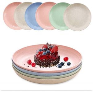 Unbranded 6 Inch Wheat Straw Deep Dinner Plates - Microwave and Dishwasher Safe, Unbreakab Unbranded 6 Inch Wheat Straw Deep Dinner Plates - Microwave and Dishwasher Safe, Unbreakab