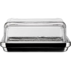 Alessi Es03-Design Butter Dish with Lid Glass Mirror Polished Steel Alessi Es03-Design Butter Dish with Lid Glass Mirror Polished Steel