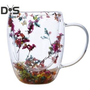 Unbranded (as the picture, 250ml) Dried Flower Double Wall Clear Glass Coffee Mug 250/350m Unbranded (as the picture, 250ml) Dried Flower Double Wall Clear Glass Coffee Mug 250/350m
