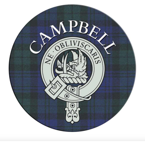 Lang Syne (Campbell) Single Scottish Circular Clan Crest Cork Backed Coaster - A-C Tartans Lang Syne (Campbell) Single Scottish Circular Clan Crest Cork Backed Coaster - A-C Tartans
