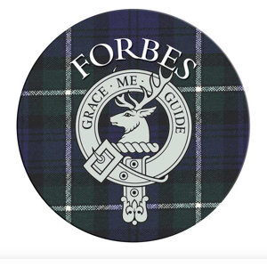 Lang Syne (Forbes) Single Scottish Circular Clan Crest Cork Backed Coaster - D-H Tartans Lang Syne (Forbes) Single Scottish Circular Clan Crest Cork Backed Coaster - D-H Tartans