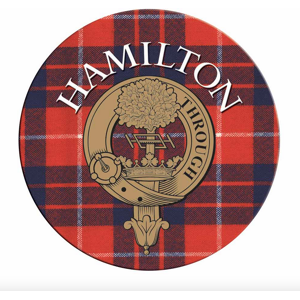 Lang Syne (Hamilton) Single Scottish Circular Clan Crest Cork Backed Coaster - D-H Tartans Lang Syne (Hamilton) Single Scottish Circular Clan Crest Cork Backed Coaster - D-H Tartans