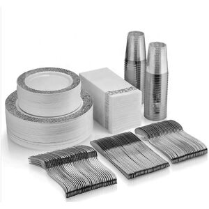 Unbranded (Silver) Premium Dinnerware Set for 25 Guests 25 Dinner Plates 25 Salad Plates Unbranded (Silver) Premium Dinnerware Set for 25 Guests 25 Dinner Plates 25 Salad Plates