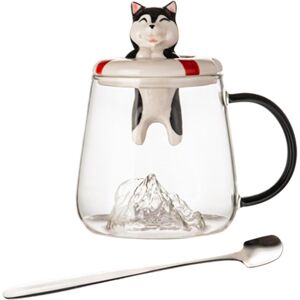 Unbranded (Hot) Animal Mug with Spoon, Cute Coffee Cup Made of Glass, Animal Coffee Cup, M Unbranded (Hot) Animal Mug with Spoon, Cute Coffee Cup Made of Glass, Animal Coffee Cup, M